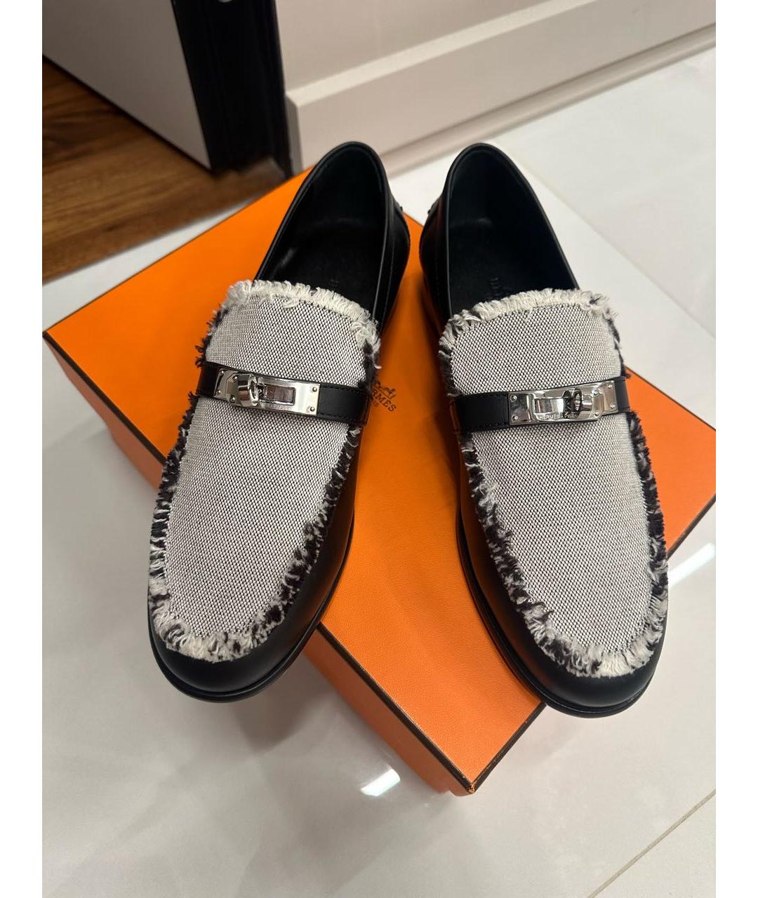 HERMES Черные кожаные лоферы, фото 8
