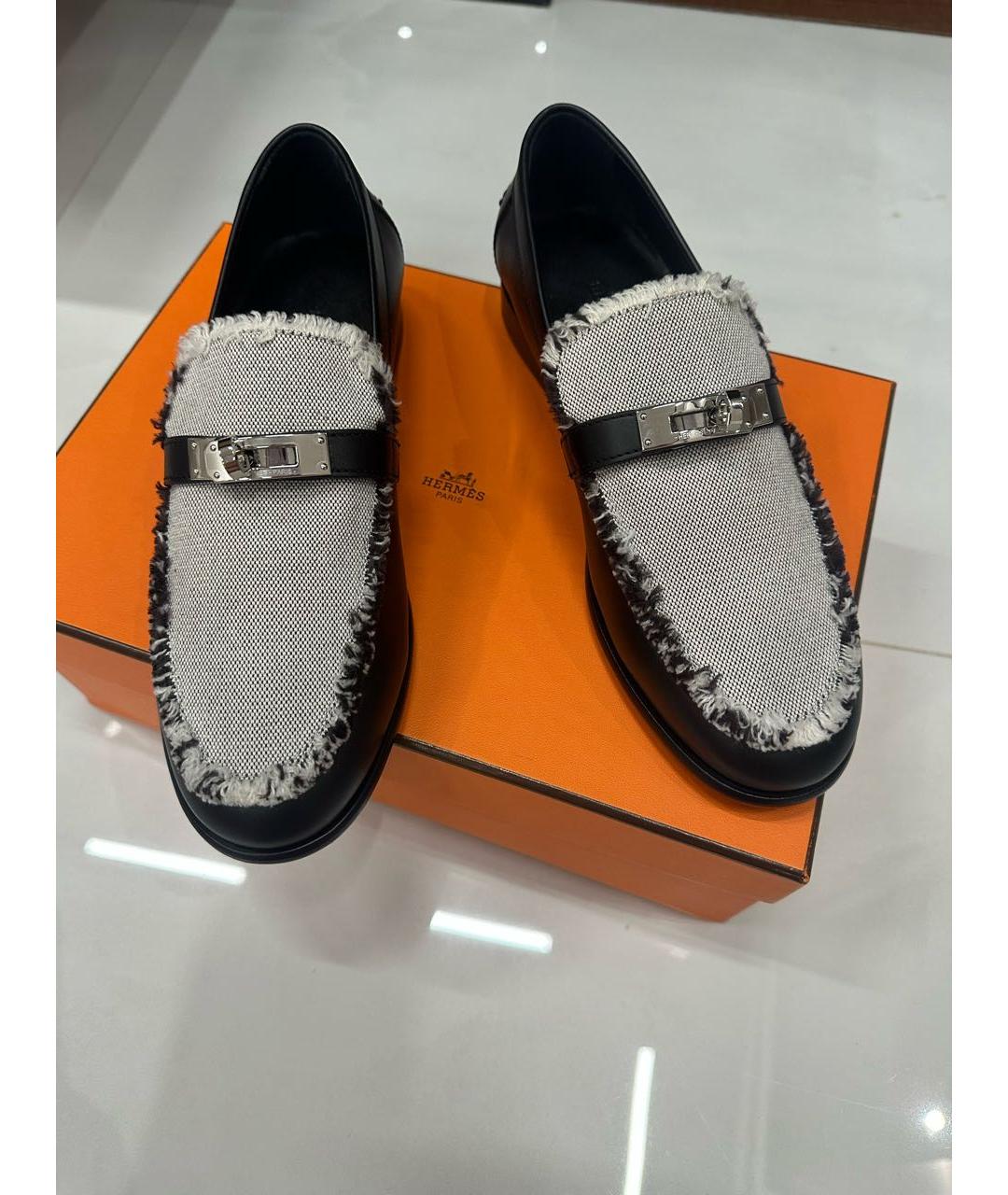 HERMES Черные кожаные лоферы, фото 2