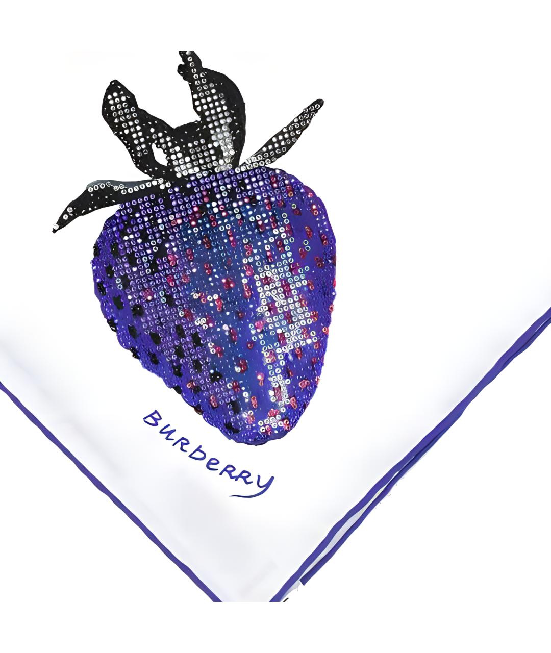 BURBERRY Белый шелковый шарф, фото 3