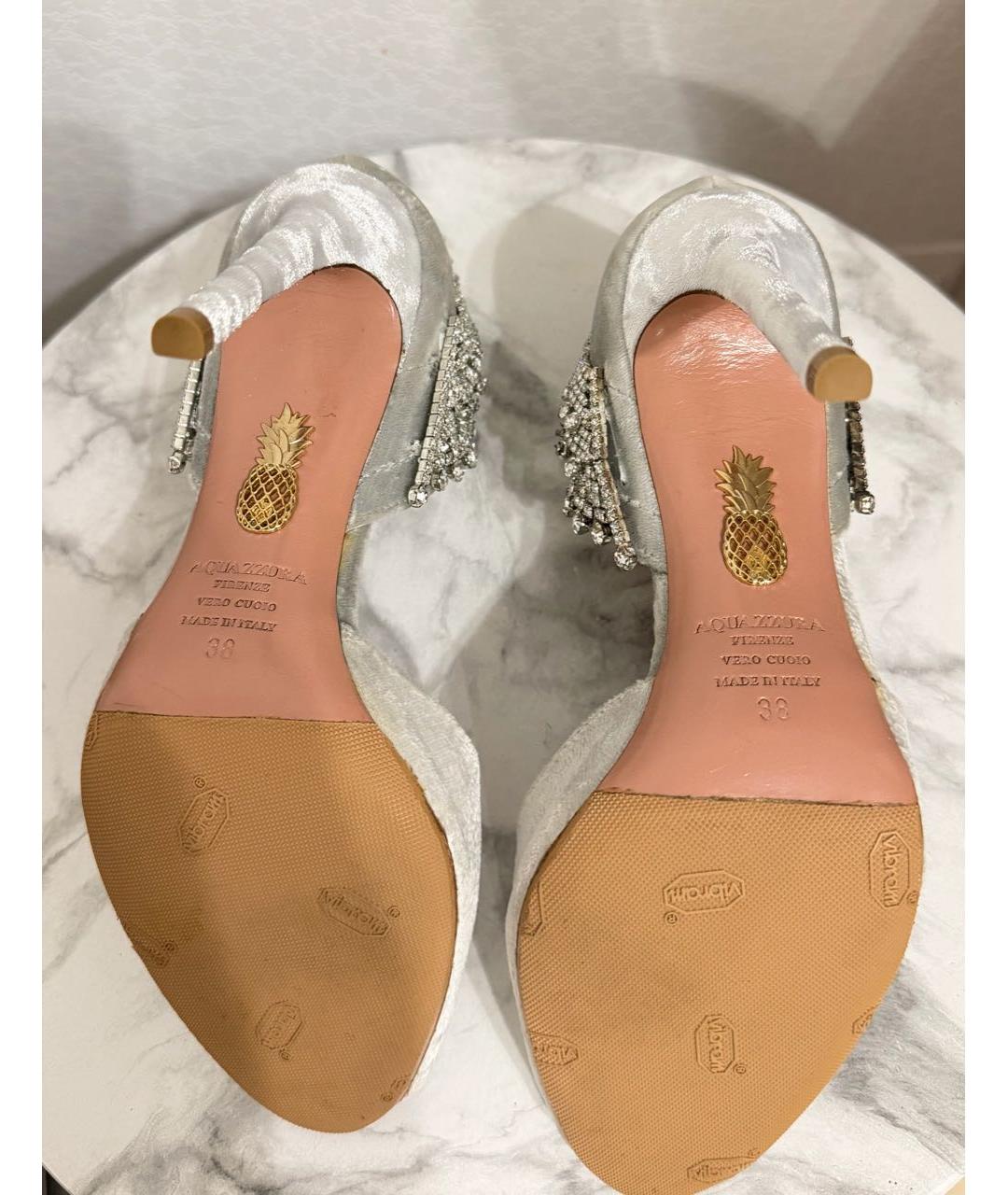 AQUAZZURA Серые бархатные туфли, фото 6