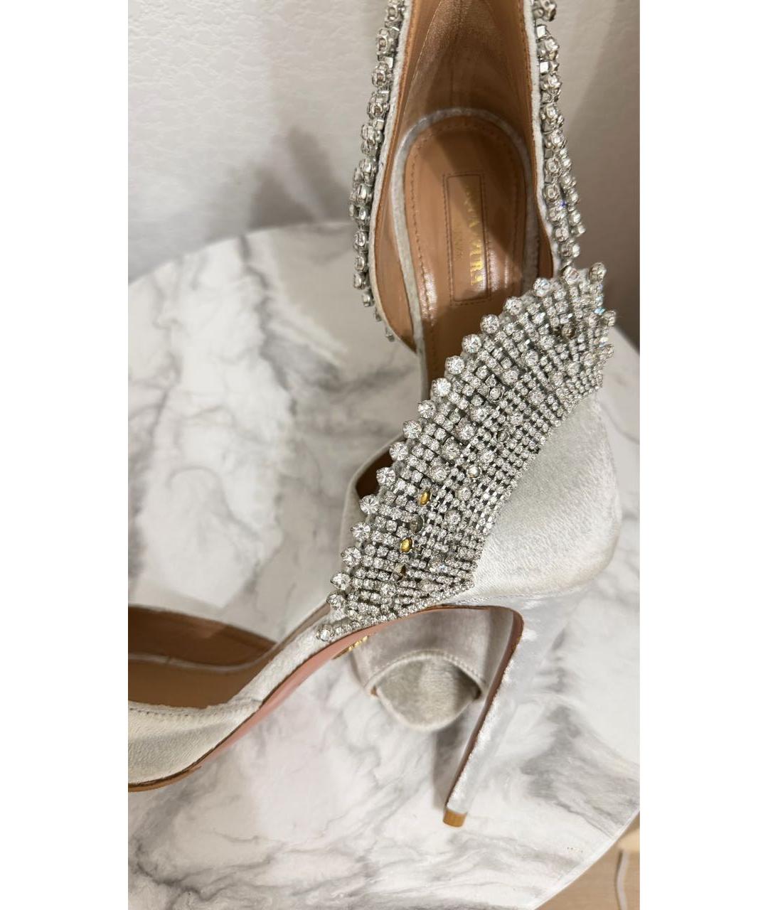 AQUAZZURA Серые бархатные туфли, фото 8