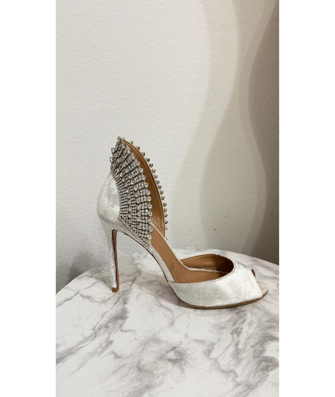 AQUAZZURA Серые бархатные туфли, фото 9