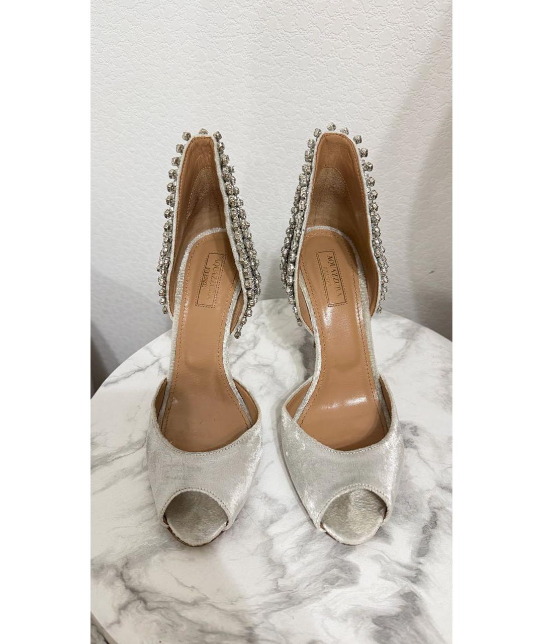 AQUAZZURA Серые бархатные туфли, фото 2