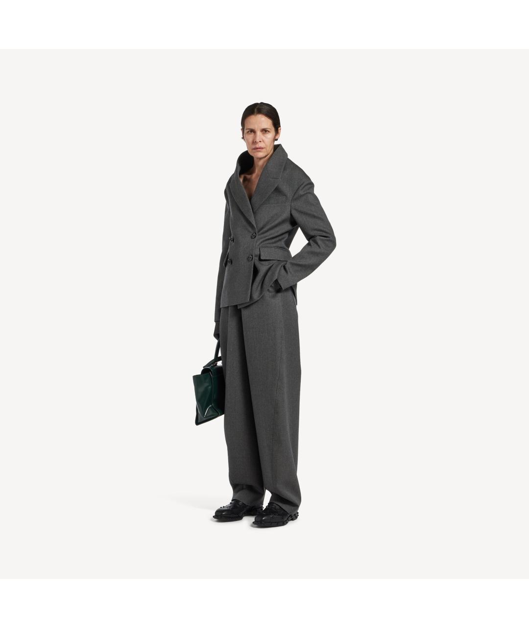 BALENCIAGA Серые шерстяные брюки широкие, фото 2