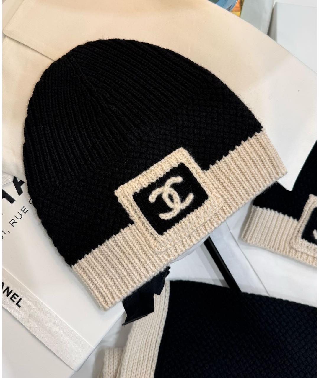 CHANEL Черная кашемировая шапка, фото 5