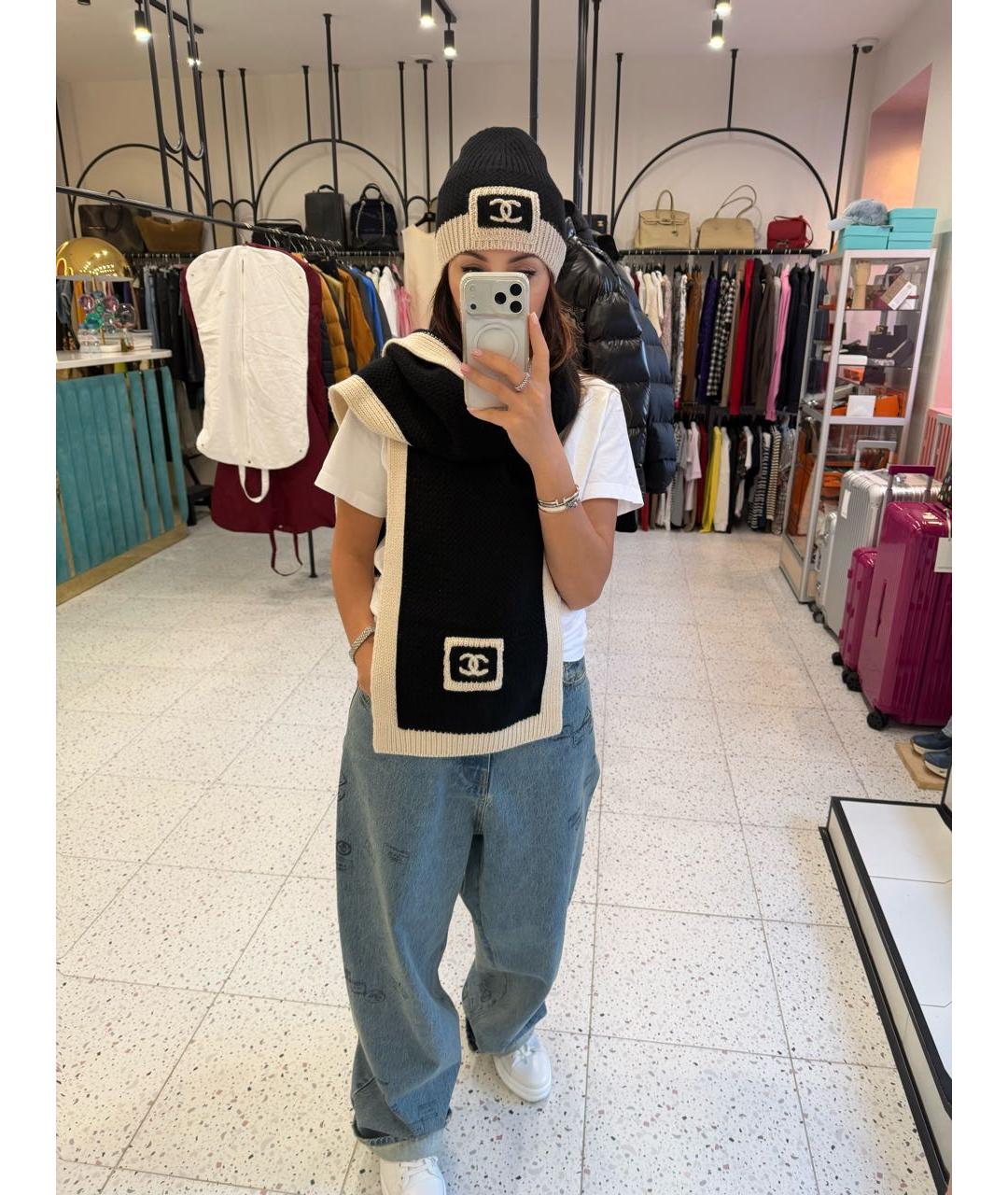 CHANEL Черная кашемировая шапка, фото 7