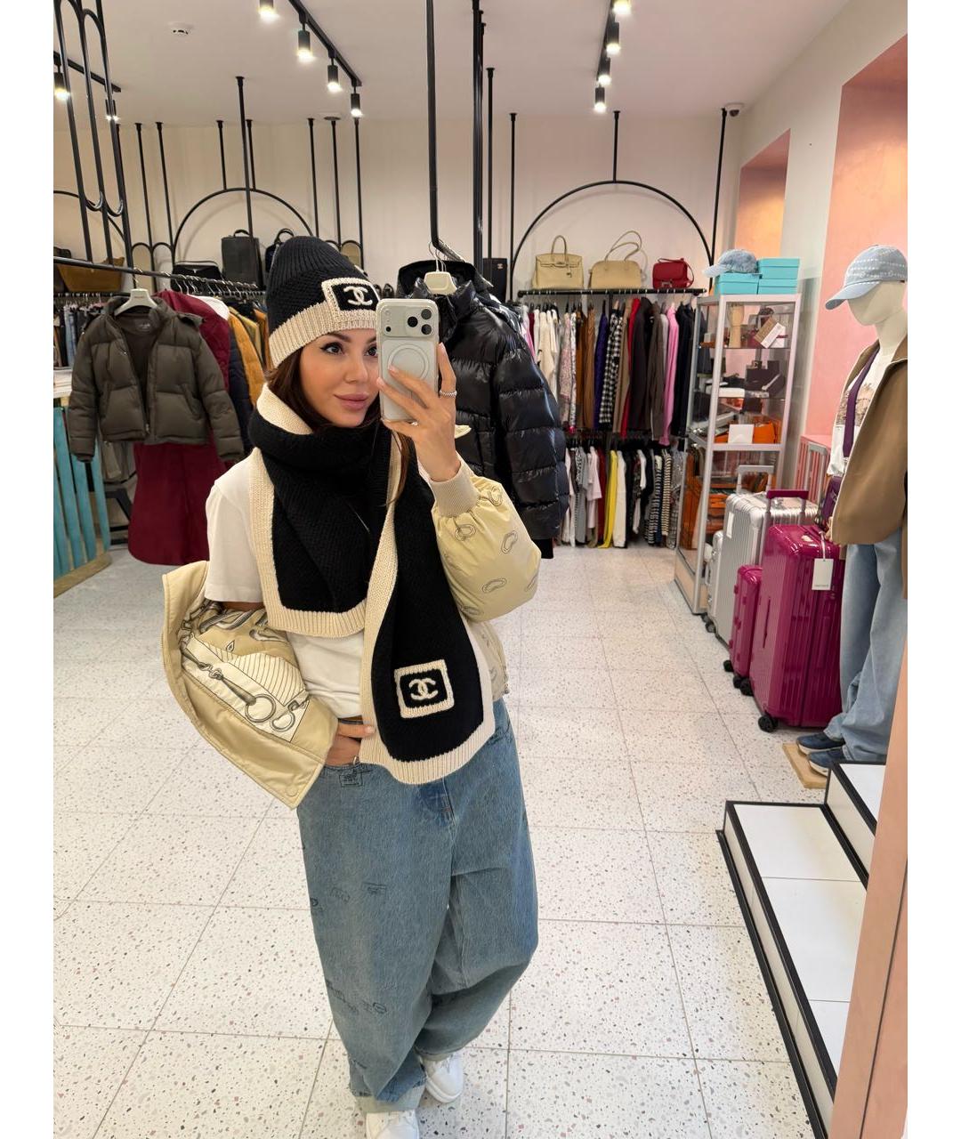 CHANEL Черная кашемировая шапка, фото 6