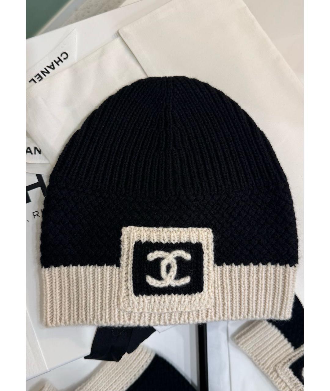 CHANEL Черная кашемировая шапка, фото 8