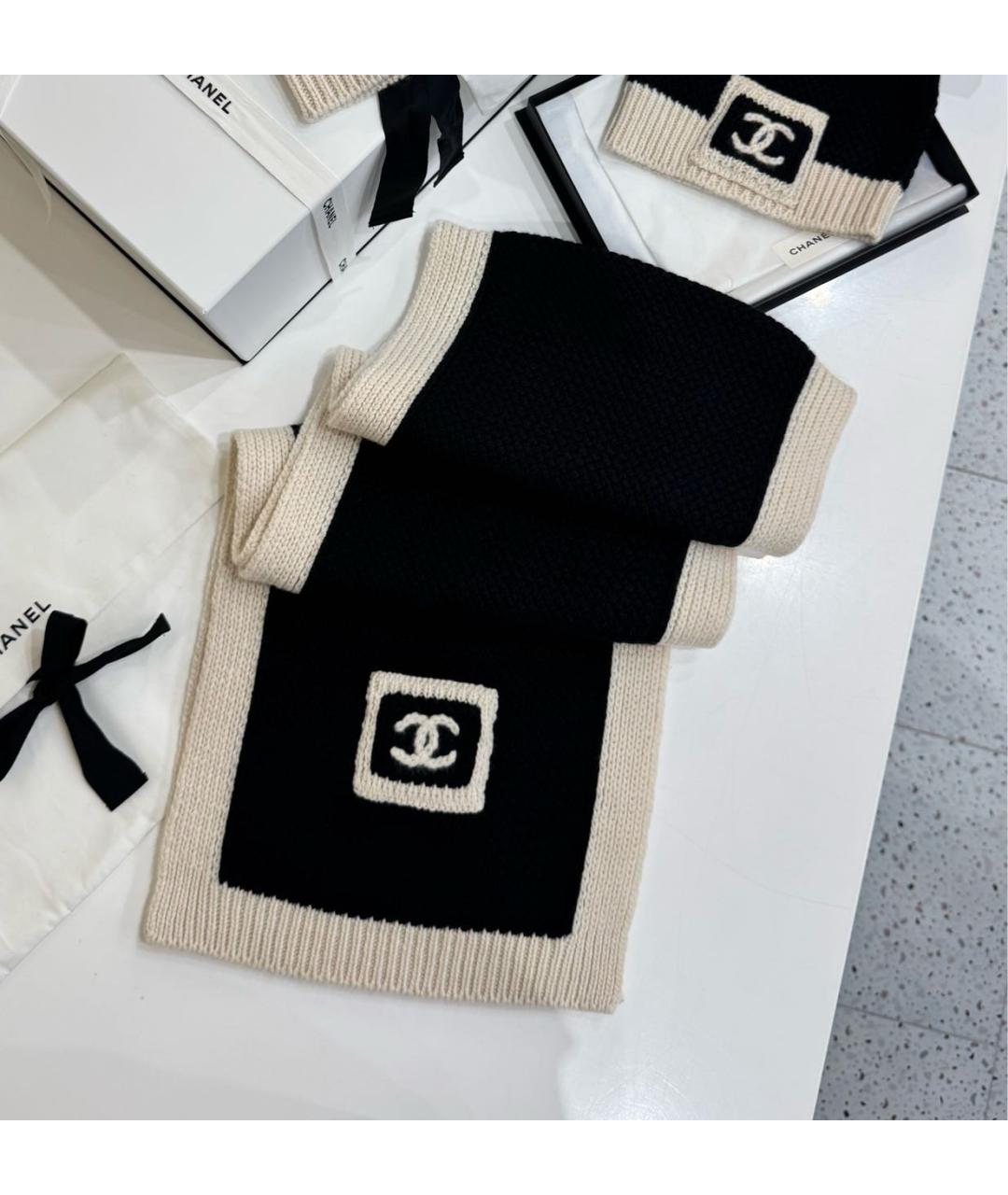 CHANEL Черный шарф, фото 2