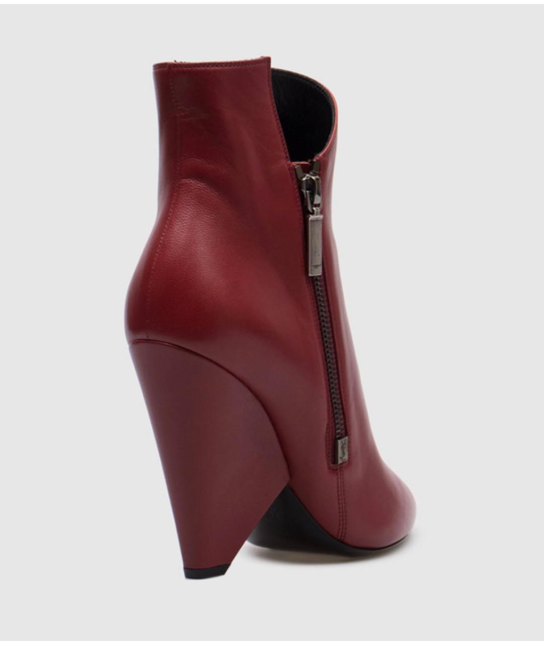 SAINT LAURENT Бордовые кожаные ботильоны, фото 3
