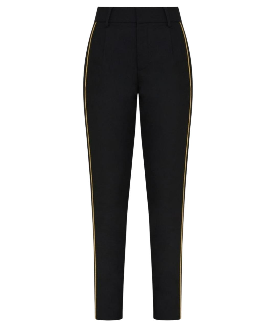 SAINT LAURENT Черные шерстяные прямые брюки, фото 1