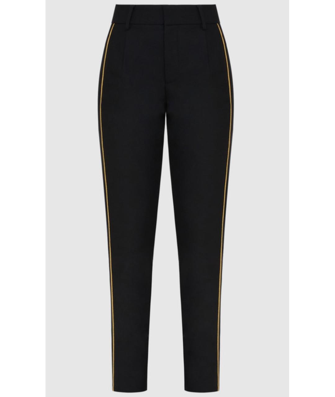SAINT LAURENT Черные шерстяные прямые брюки, фото 4