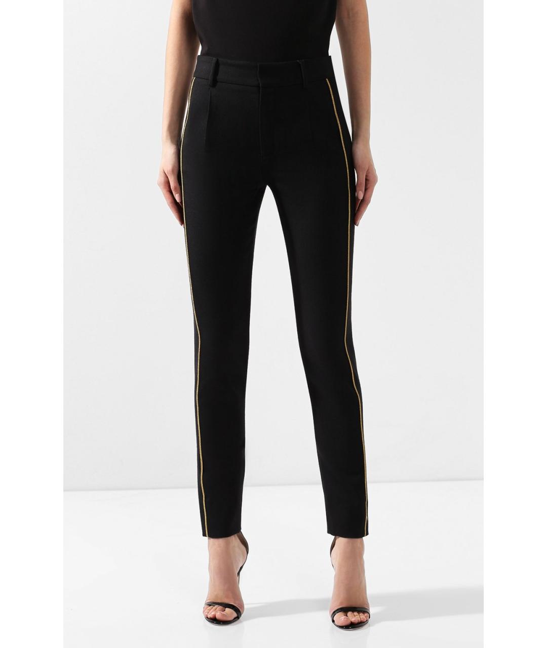SAINT LAURENT Черные шерстяные прямые брюки, фото 2
