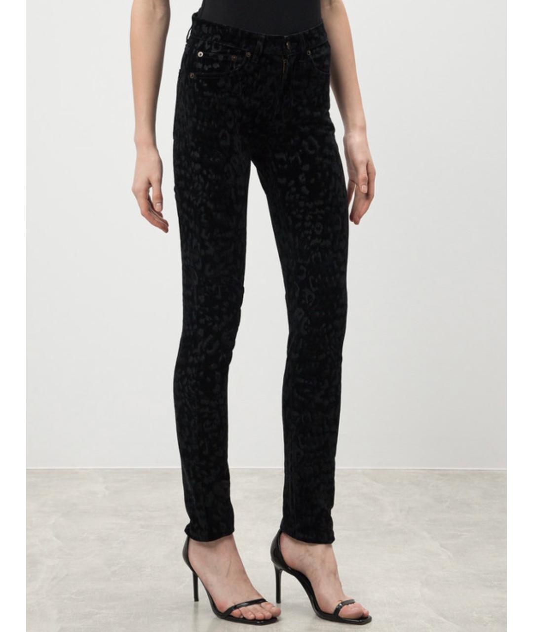 SAINT LAURENT Черные хлопко-эластановые джинсы слим, фото 2
