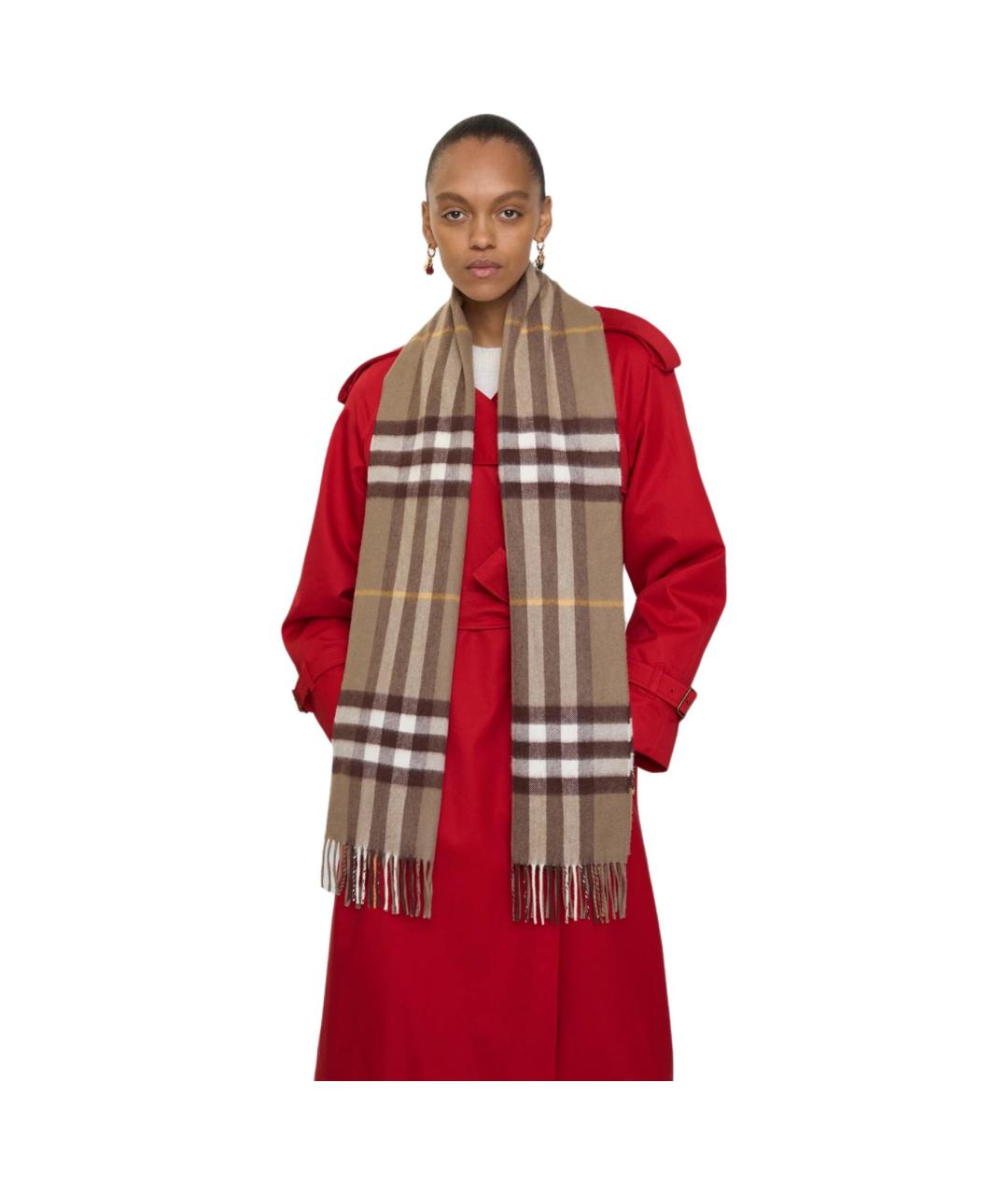 BURBERRY Коричневый кашемировый шарф, фото 5
