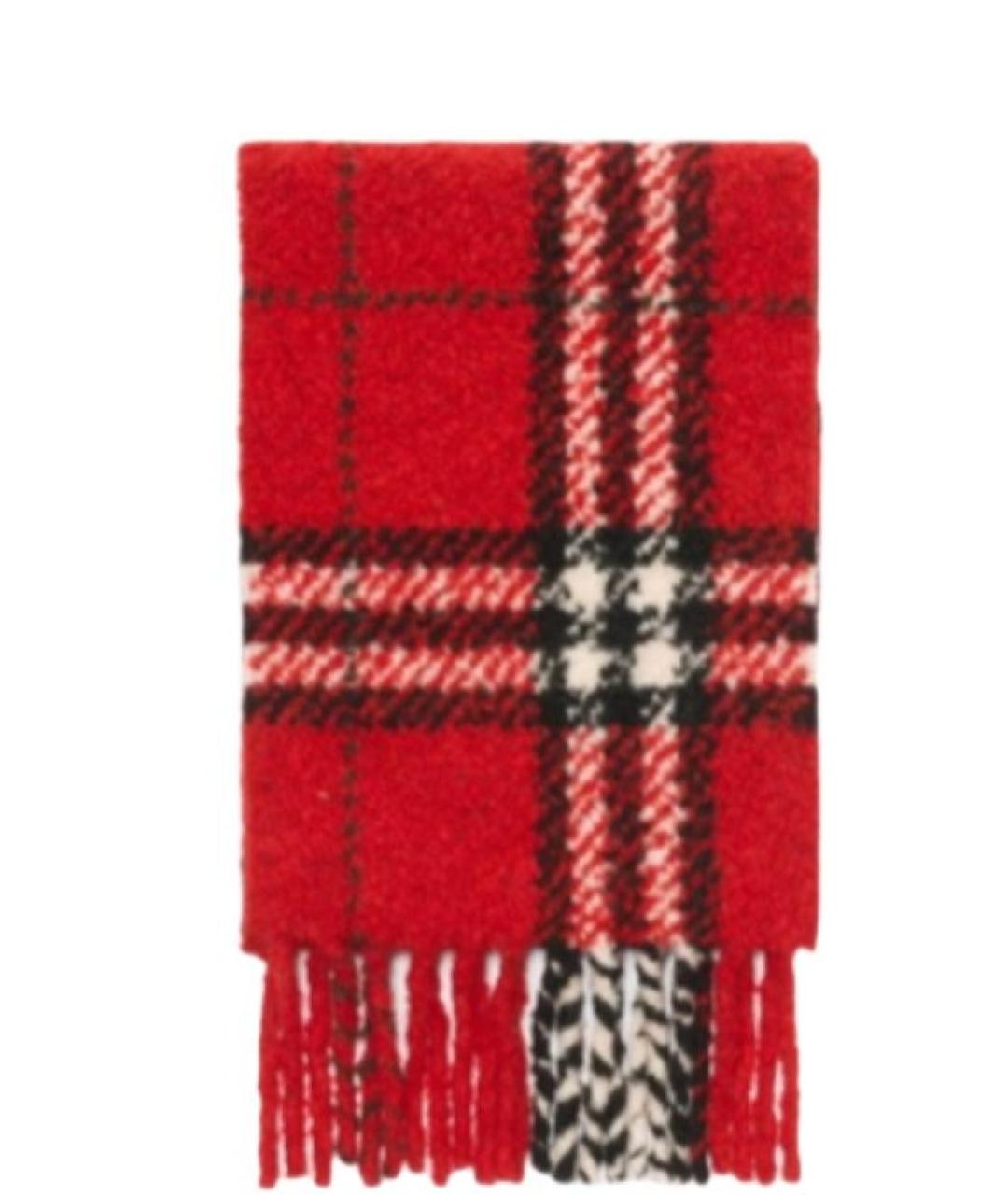 BURBERRY Красный шерстяной шарф, фото 3