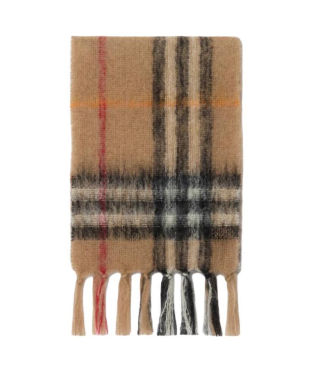 BURBERRY Коричневый шерстяной шарф, фото 2
