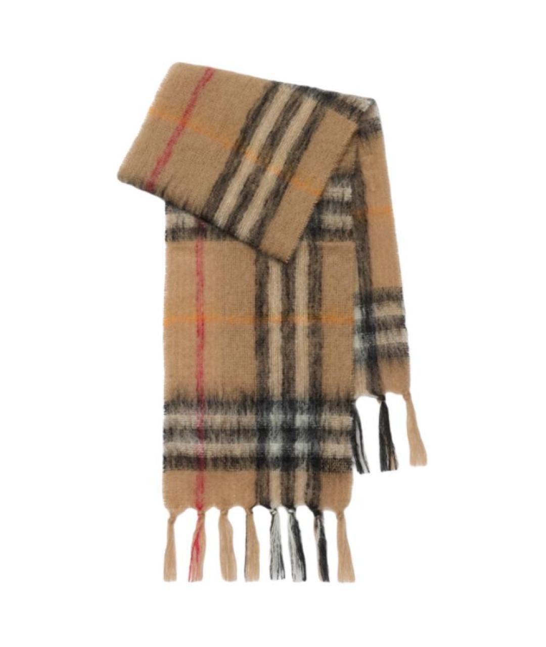 BURBERRY Коричневый шерстяной шарф, фото 1