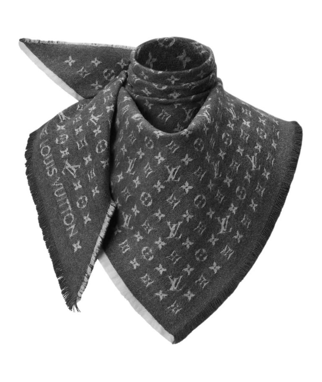 LOUIS VUITTON Черный шерстяной шарф, фото 1