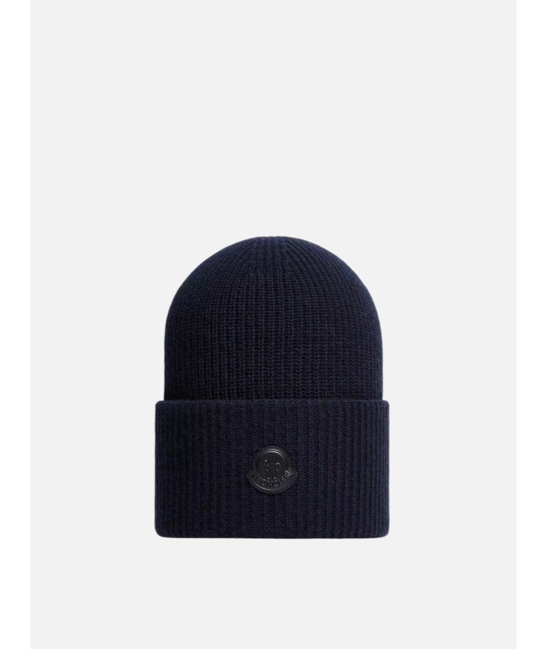 MONCLER Темно-синяя шерстяная шапка, фото 3