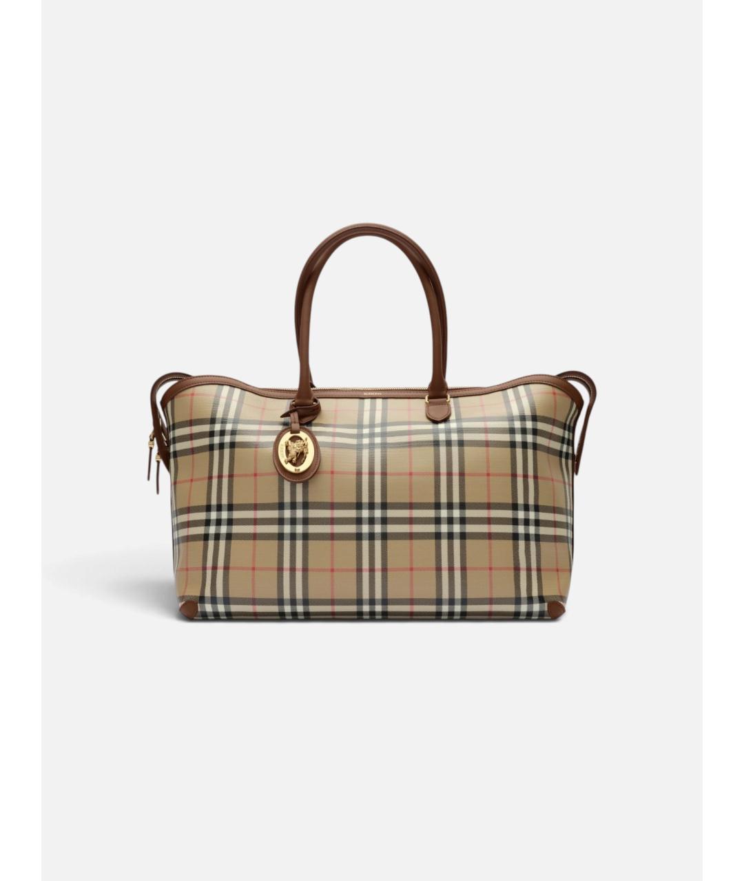 BURBERRY Бежевая сумка тоут из канвы, фото 7