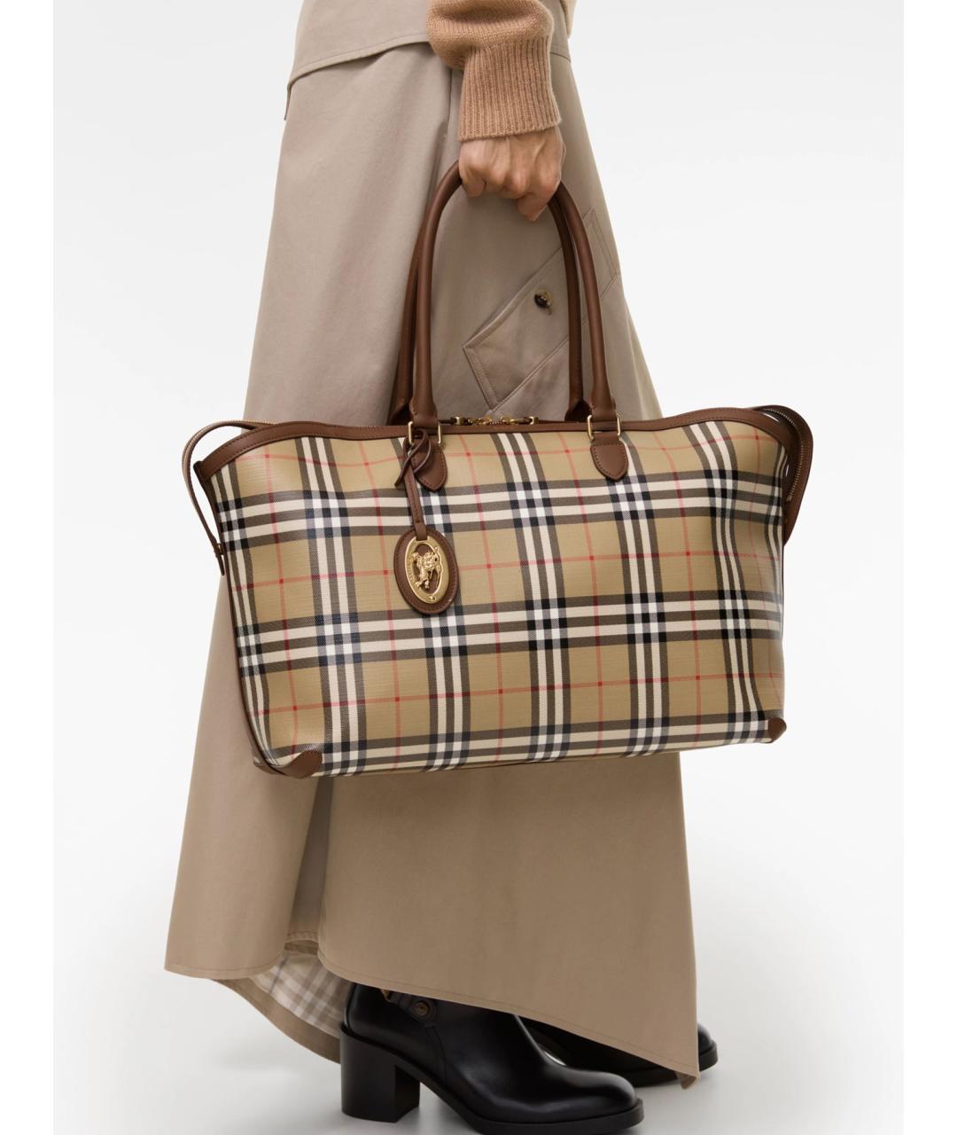 BURBERRY Бежевая сумка тоут из канвы, фото 2