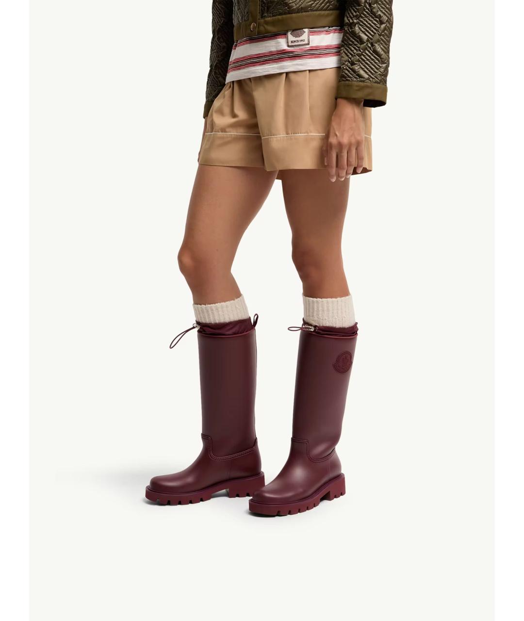 MONCLER Бордовые резиновые сапоги, фото 2