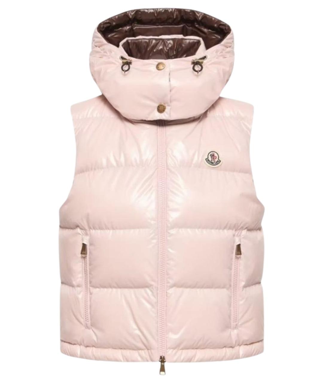 MONCLER Розовый нейлоновый жилет, фото 1