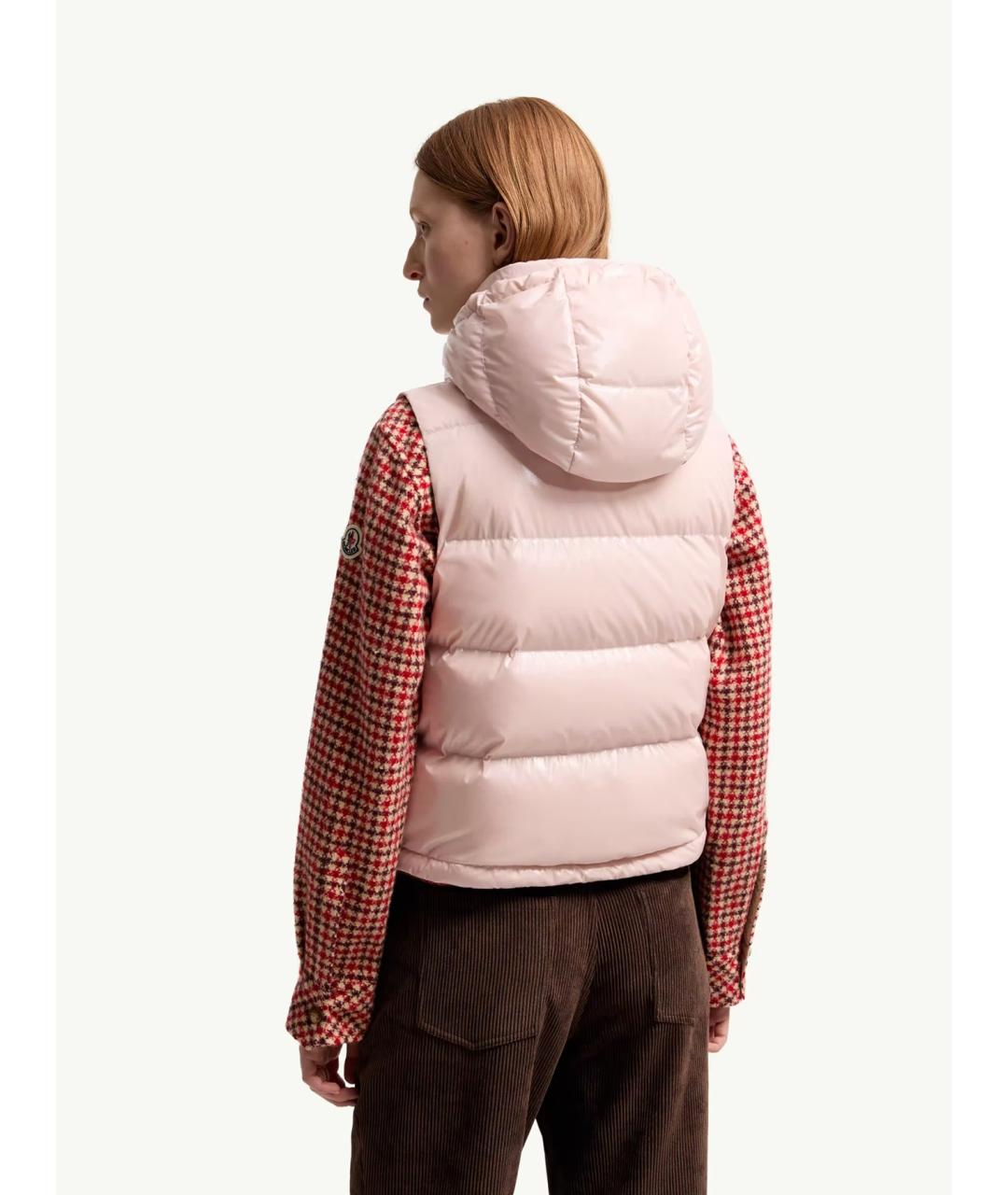 MONCLER Розовый нейлоновый жилет, фото 4