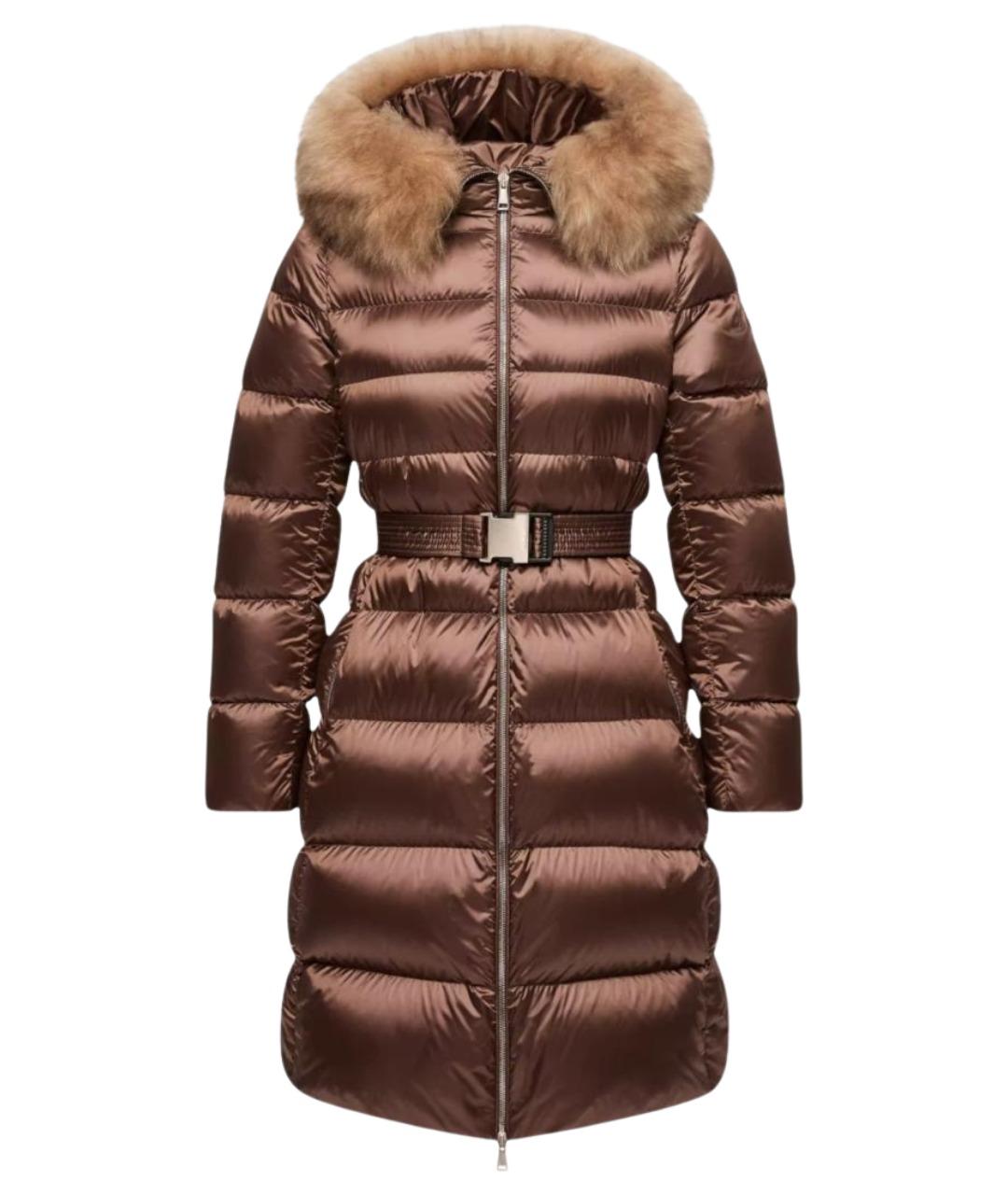 MONCLER Коричневый нейлоновый пуховик, фото 1