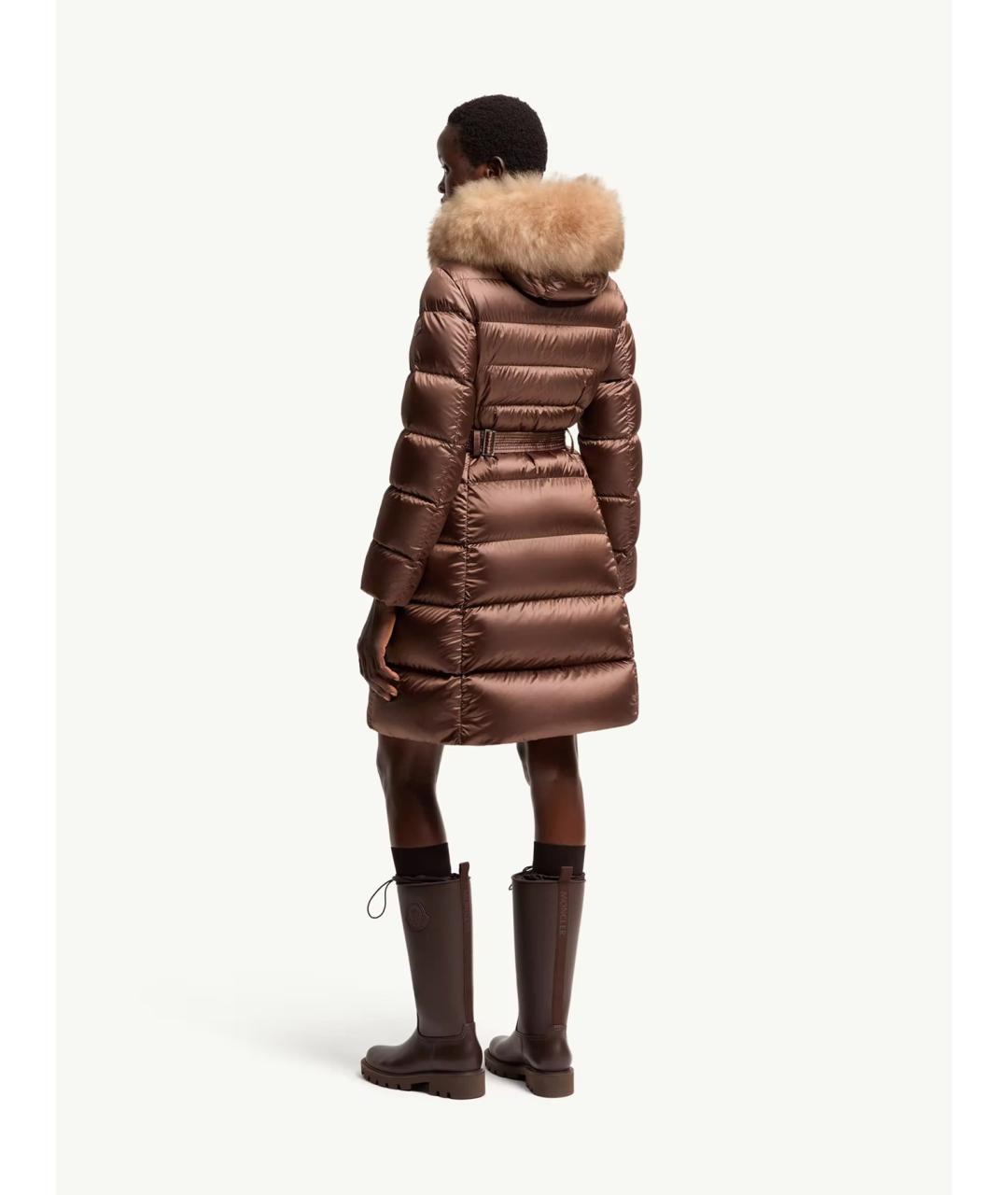 MONCLER Коричневый нейлоновый пуховик, фото 3