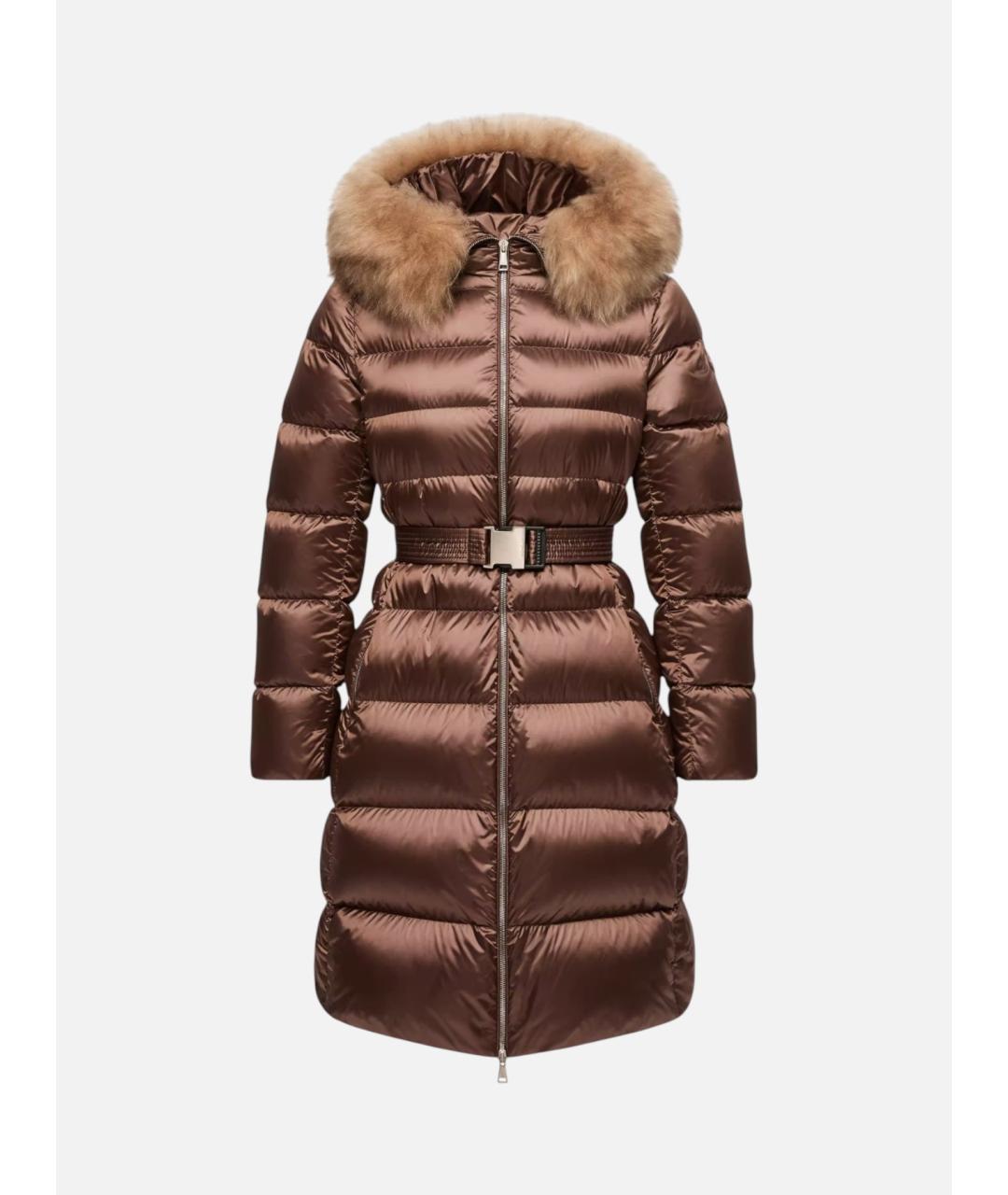 MONCLER Коричневый нейлоновый пуховик, фото 4