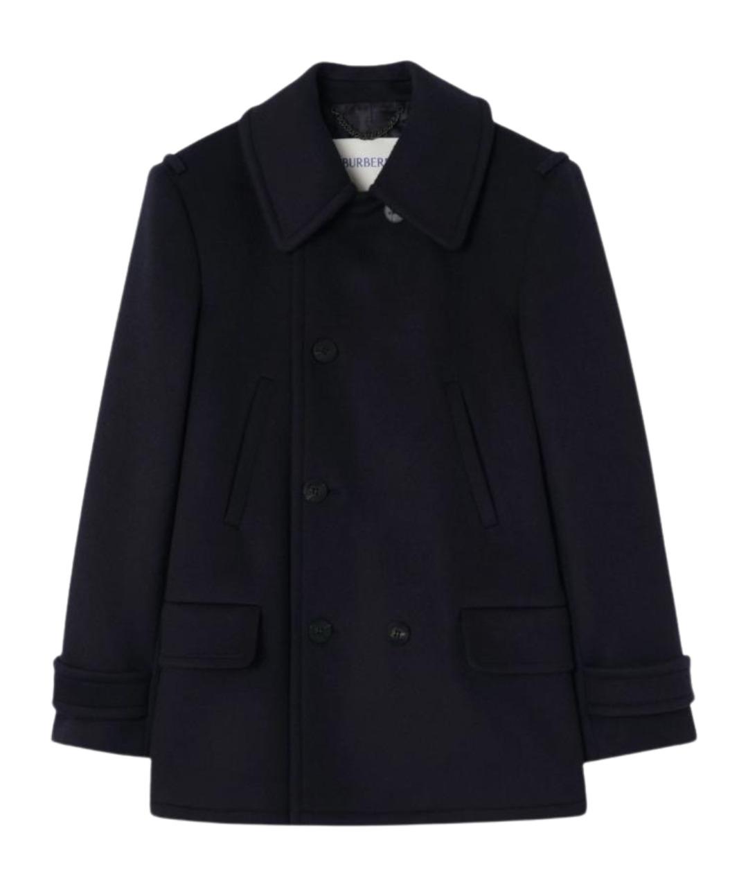 BURBERRY Темно-синее шерстяное пальто, фото 1