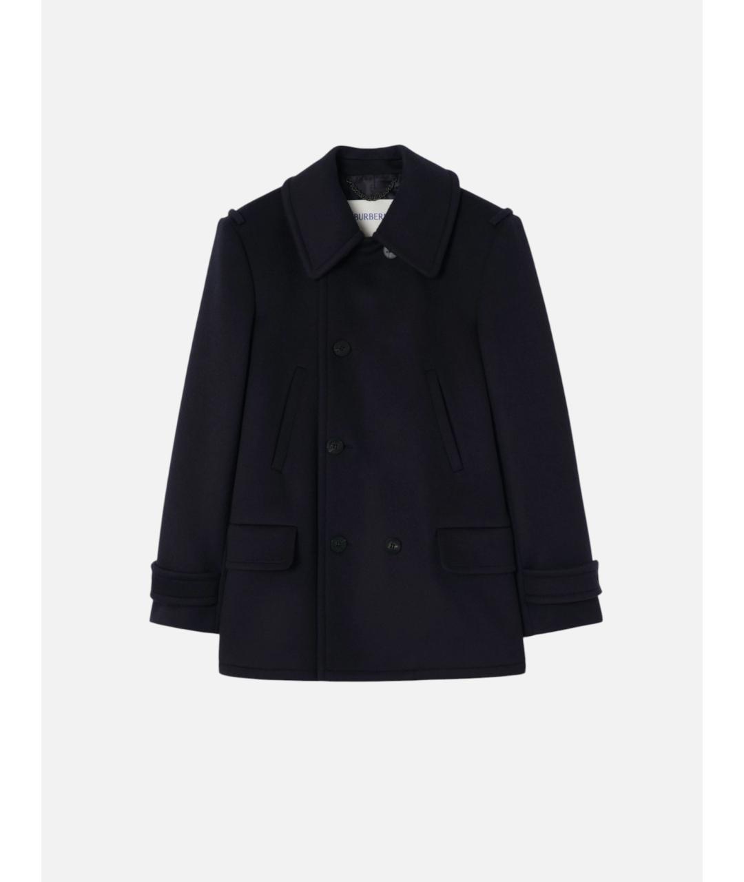 BURBERRY Темно-синее шерстяное пальто, фото 4