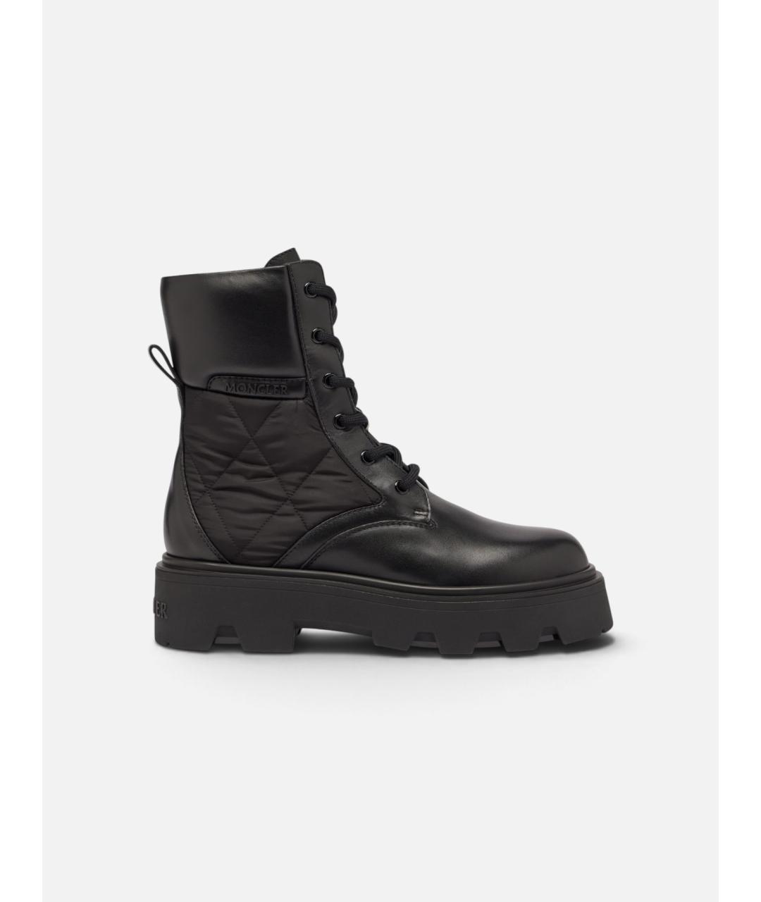 MONCLER Черные кожаные ботинки, фото 5