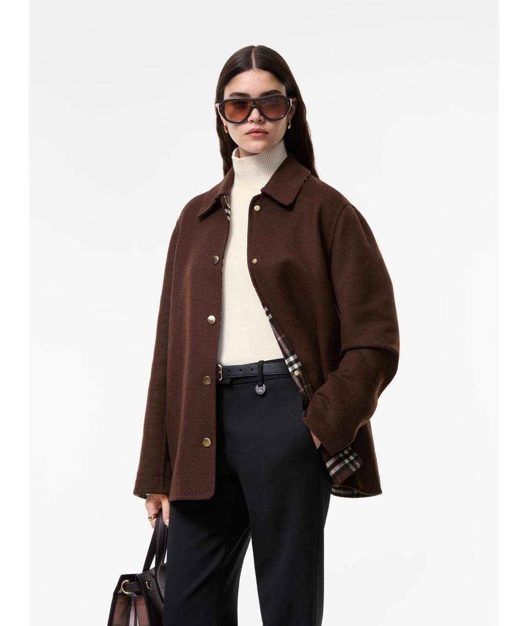 BURBERRY Коричневое шерстяное пальто, фото 2