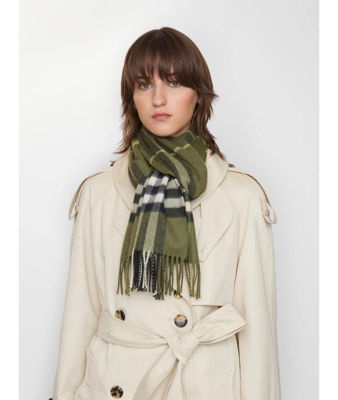 BURBERRY Зеленый кашемировый шарф, фото 3