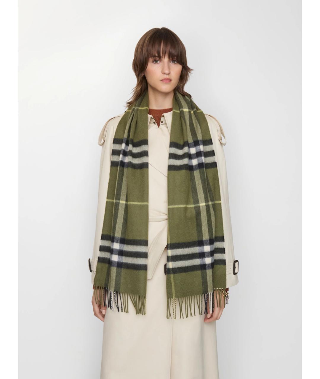 BURBERRY Зеленый кашемировый шарф, фото 4