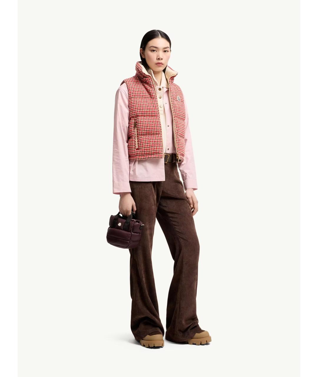MONCLER Бордовая кожаная сумка с короткими ручками, фото 2