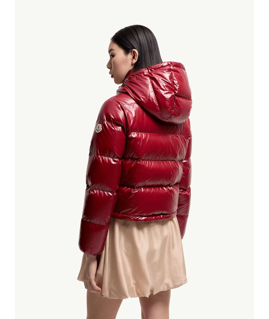 MONCLER Красный полиамидовый пуховик, фото 4