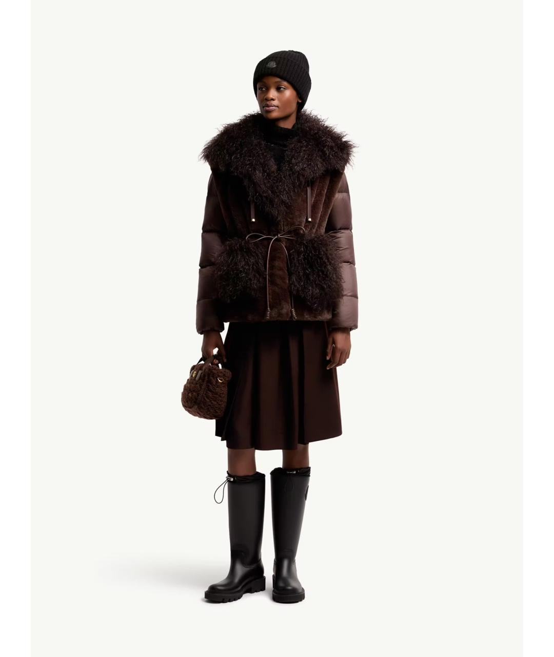 MONCLER Коричневая шерстяная юбка миди, фото 2