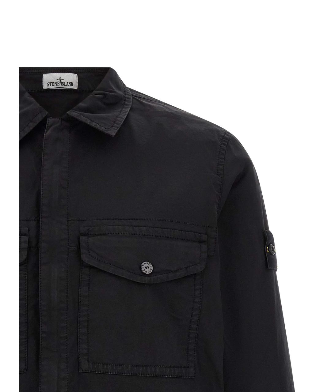 STONE ISLAND Черная хлопковая кэжуал рубашка, фото 3