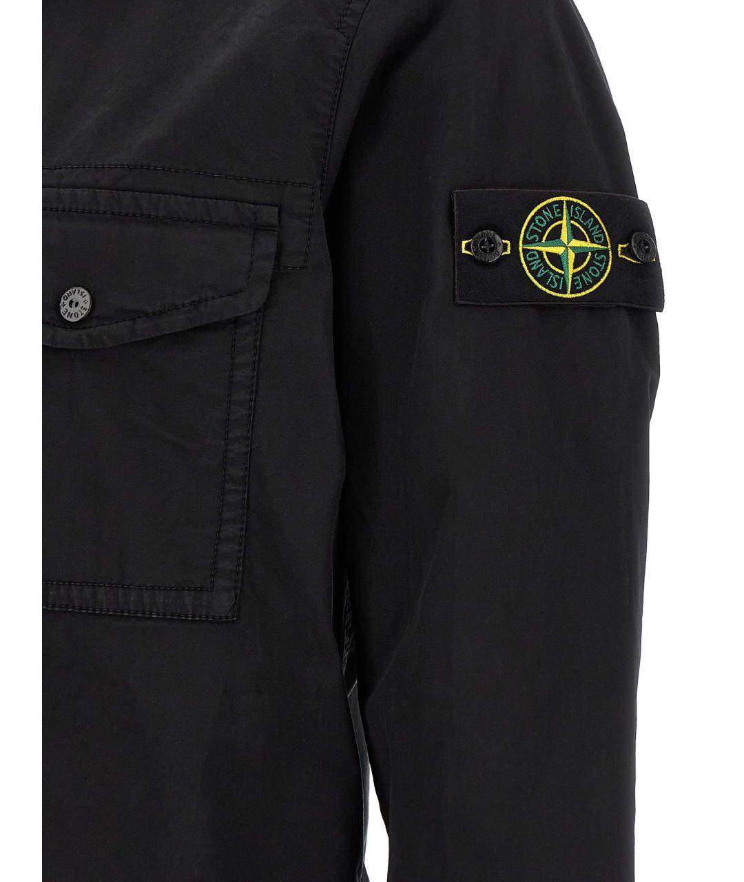 STONE ISLAND Черная хлопковая кэжуал рубашка, фото 4