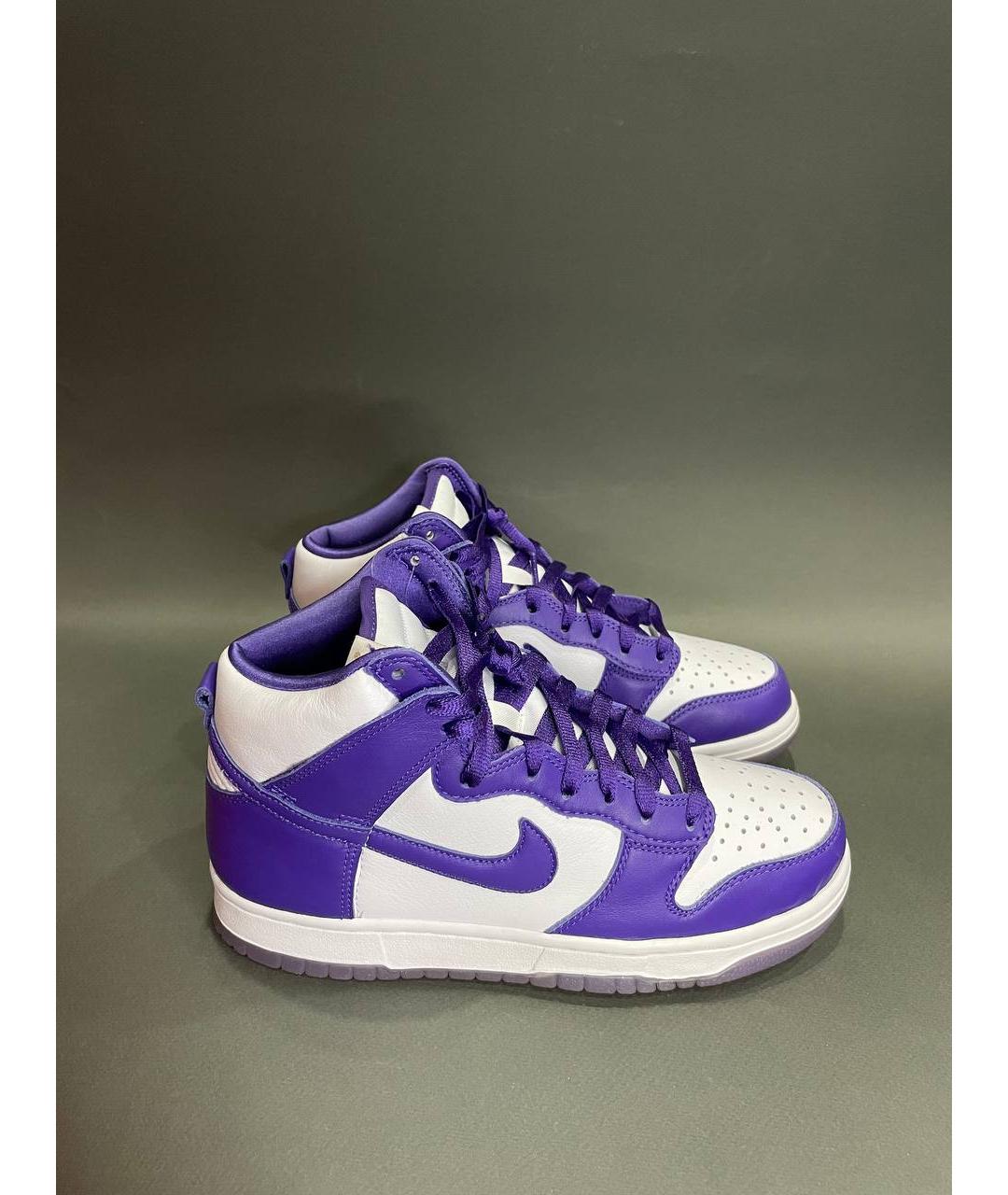 NIKE Фиолетовые кожаные высокие кроссовки / кеды, фото 6