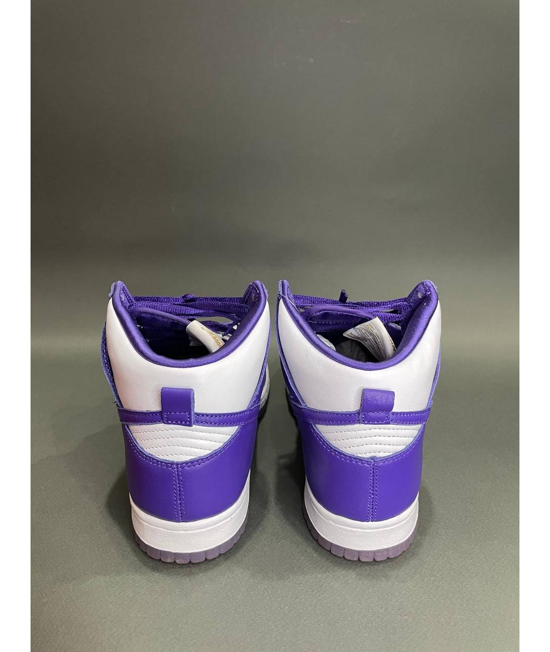NIKE Фиолетовые кожаные высокие кроссовки / кеды, фото 2