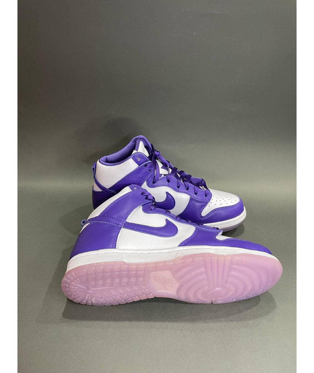 NIKE Фиолетовые кожаные высокие кроссовки / кеды, фото 3
