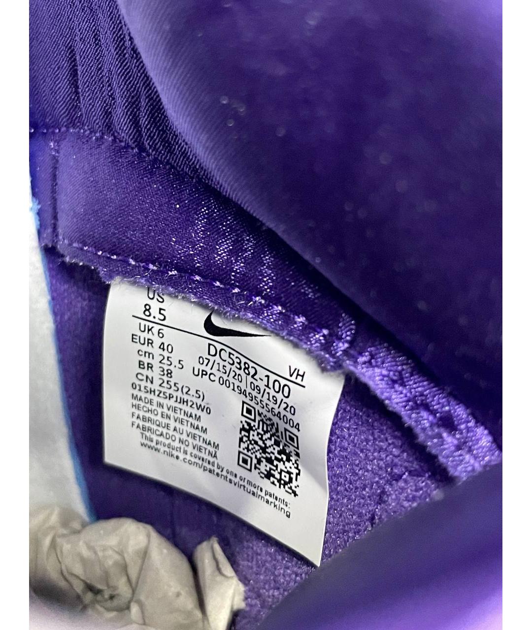 NIKE Фиолетовые кожаные высокие кроссовки / кеды, фото 4