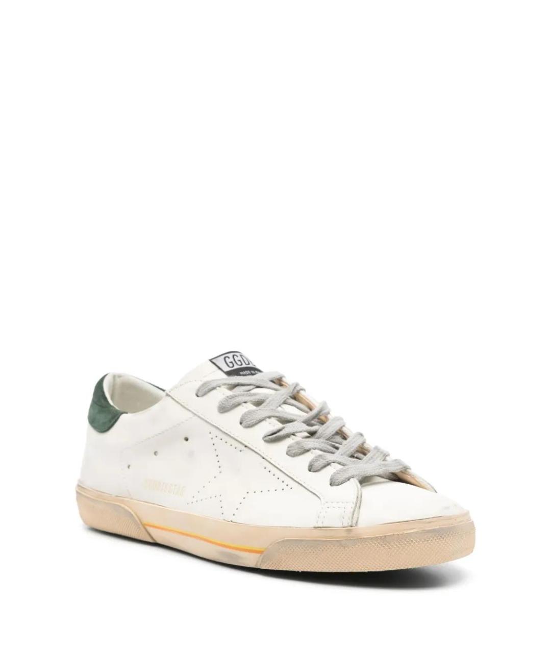 GOLDEN GOOSE Белые кожаные низкие кроссовки / кеды, фото 2