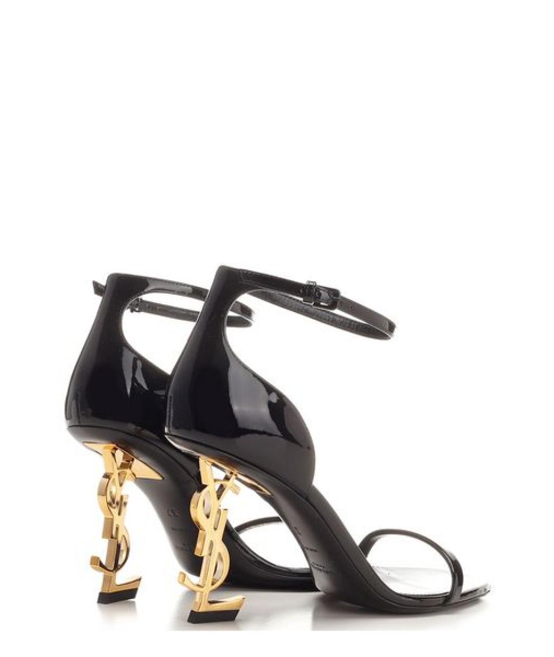 SAINT LAURENT Черные кожаные босоножки, фото 3