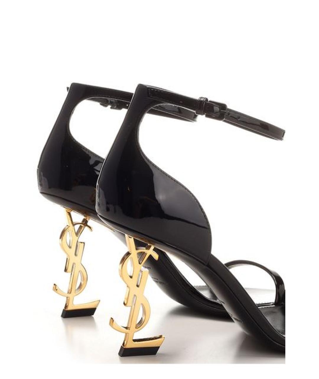 SAINT LAURENT Черные кожаные босоножки, фото 5